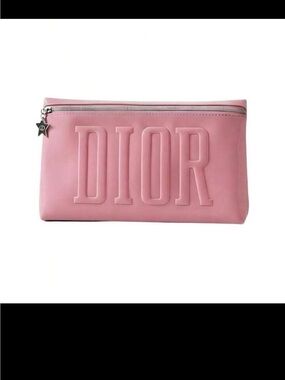 Dior Pink Embossed Logo Cosmetic Pouch